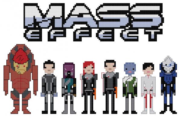 Mass Effect themed counted cross stitch kit picture