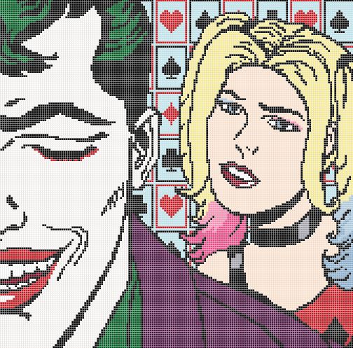 Harley Quinn And The Joker themed counted cross stitch kit