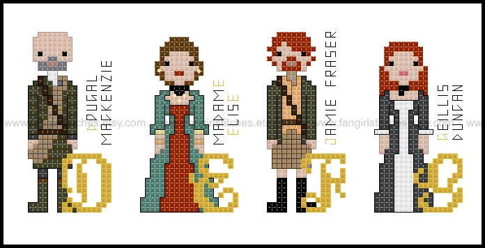Outlander Alphabet themed counted cross stitch kit picture