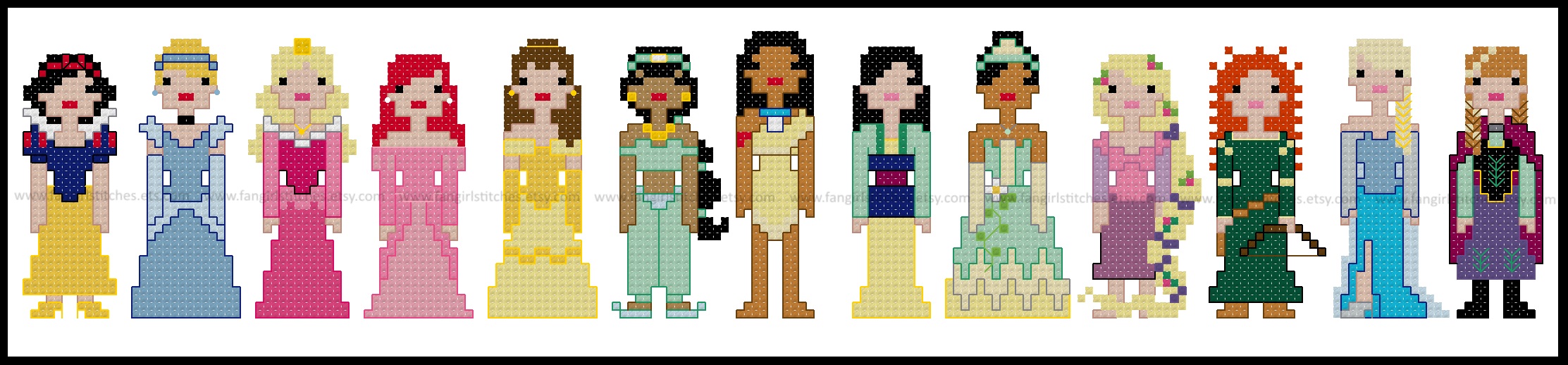 Disney Princesses themed counted cross stitch kit picture