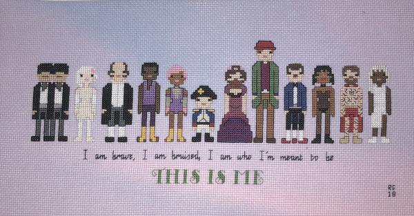 Greatest Showman themed counted cross stitch kit picture