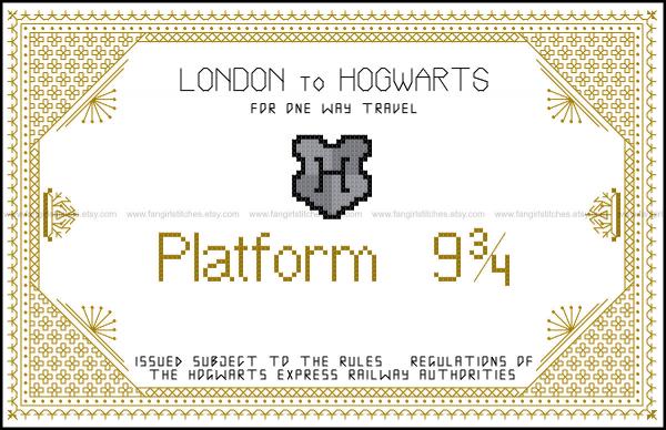 Hogwarts Ticket themed counted cross stitch kit