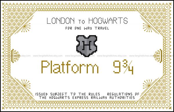 Hogwarts Ticket themed counted cross stitch kit picture