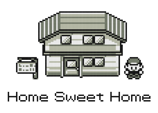 Pokémon Home Sweet Home themed counted cross stitch kit picture