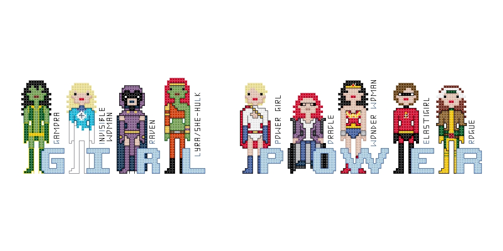 Girl Power themed counted cross stitch kit