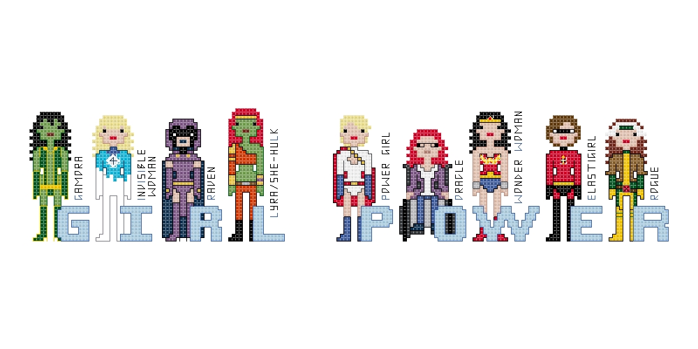 Girl Power themed counted cross stitch kit picture