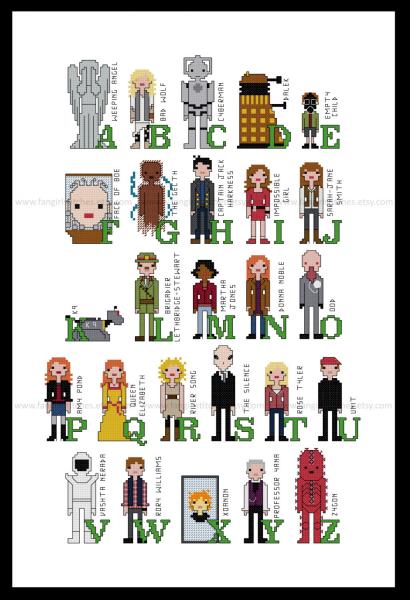 Doctor Who themed Alphabet counted cross stitch kit picture