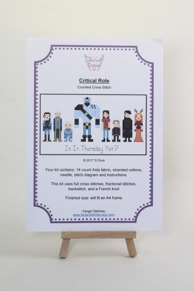 Critical Role themed counted cross stitch kit picture