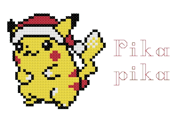 Pikachu Christmas Card themed counted cross stitch kit picture