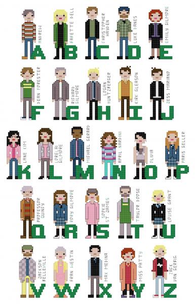 Gilmore Girls themed Alphabet counted cross stitch kit