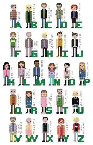 Gilmore Girls themed Alphabet counted cross stitch kit picture