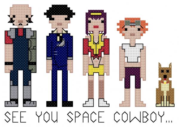 Cowboy Bebop themed counted cross stitch kit