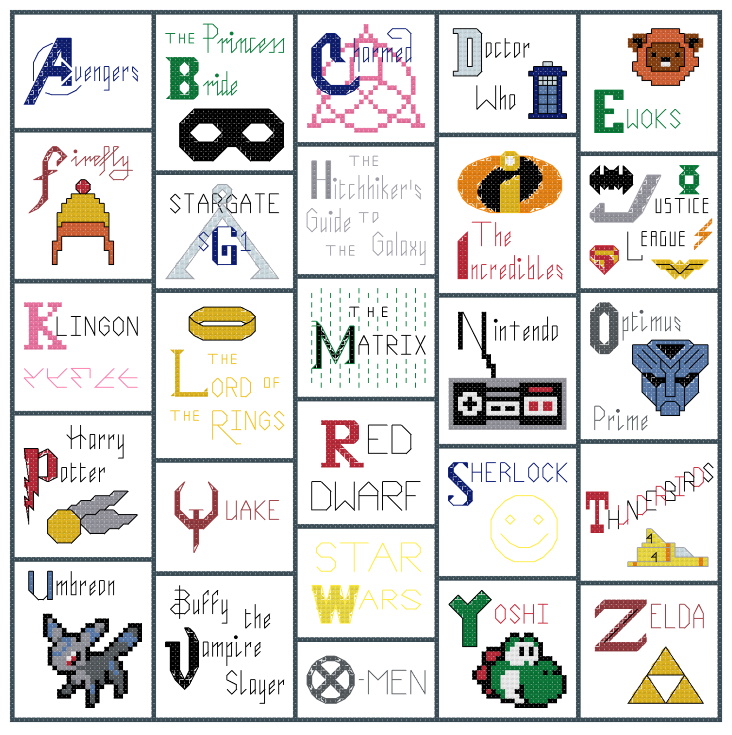 Geeks Alphabet counted cross stitch kit picture