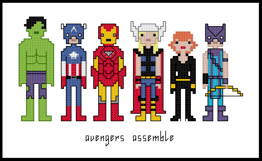 Avengers Assemble themed counted cross stitch kit picture