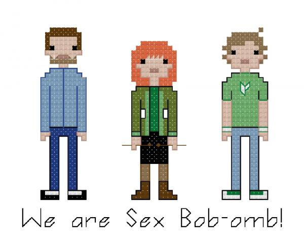 Scott Pilgrim: Sex Bob-omb themed counted cross stitch kit