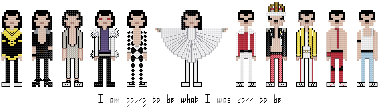 Freddie Mercury themed counted cross stitch kit picture