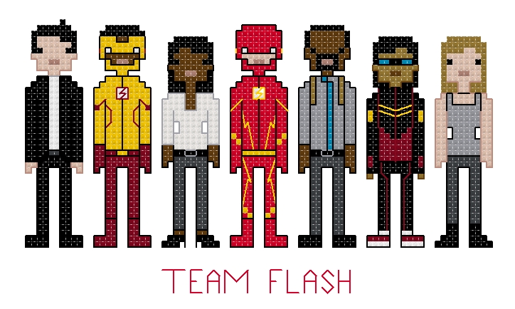 Team Flash themed counted cross stitch kit picture