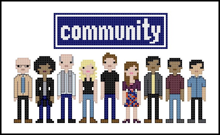 Community themed counted cross stitch kit picture
