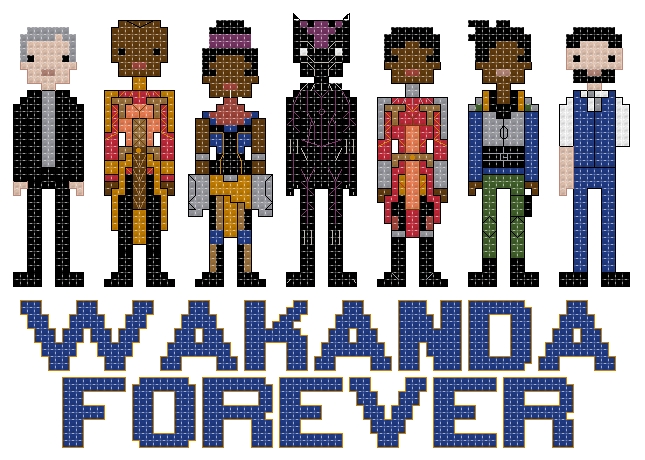 Black Panther themed counted cross stitch kit