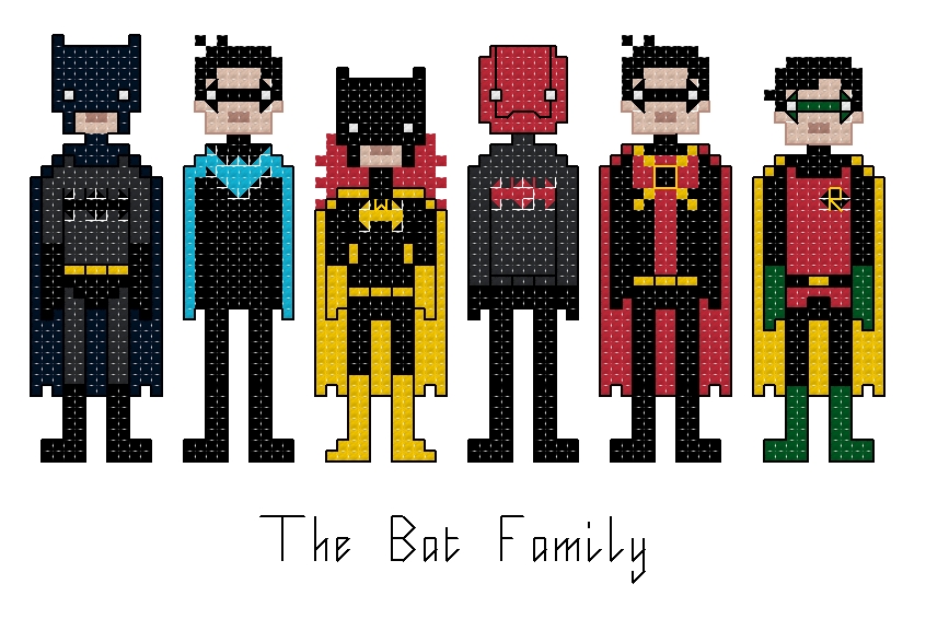 Bat Family themed counted cross stitch kit picture