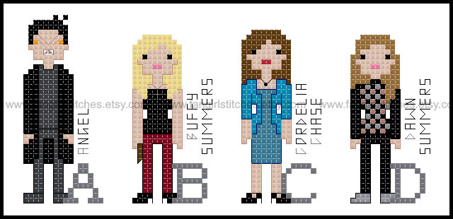 BTVS Character Alphabet counted cross stitch kit picture