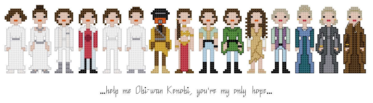 Princess Leia themed counted cross stitch kit picture
