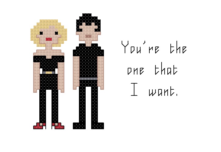 Grease themed counted cross stitch kit picture