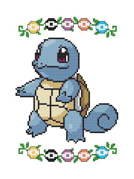 Squirtle Portrait themed counted cross stitch kit picture