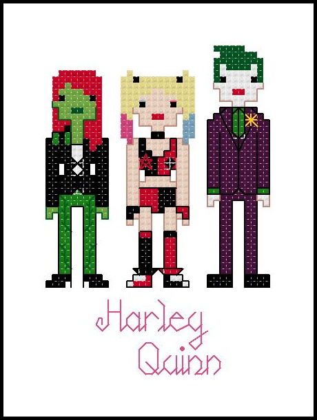 Harley Quinn themed counted cross stitch kit