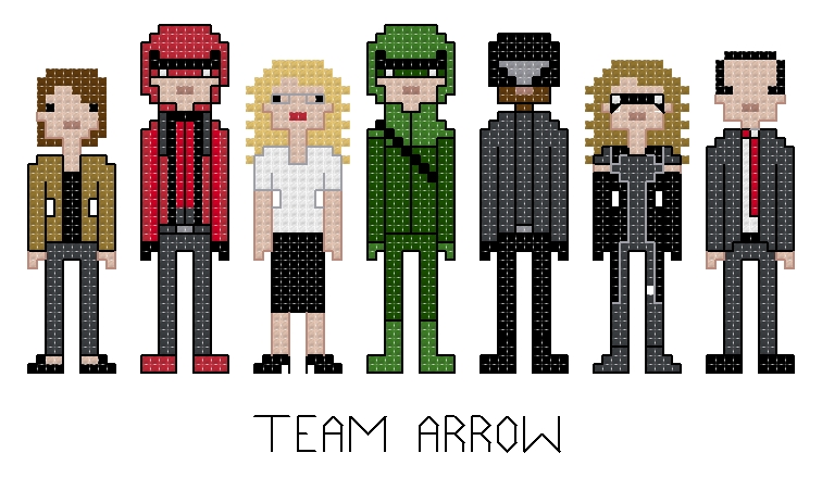 Team Arrow themed counted cross stitch kit
