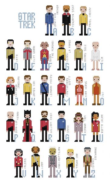 Star Trek Alphabet themed counted cross stitch kit