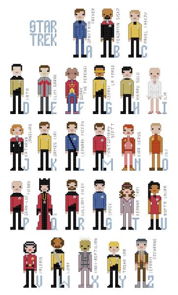 Star Trek Alphabet themed counted cross stitch kit picture