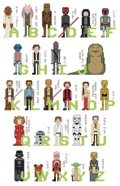 Star Wars Alphabet themed counted cross stitch kit