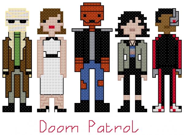 Doom Patrol themed counted cross stitch kit picture