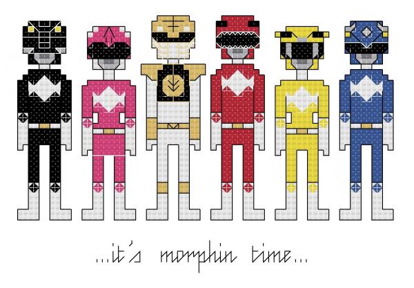 Power Rangers themed counted cross stitch kit