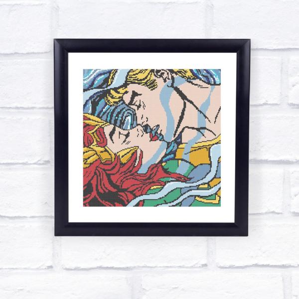 Aquaman And Mera themed counted cross stitch kit picture