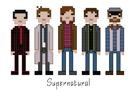 Supernatural themed counted cross stitch kit picture