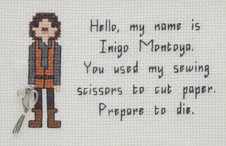 Inigo Montoya themed counted cross stitch kit picture