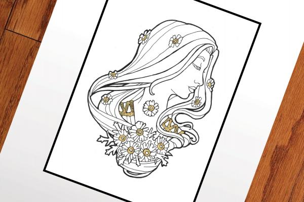 Original Art - Goddess of Arpil in Ink and Gold picture