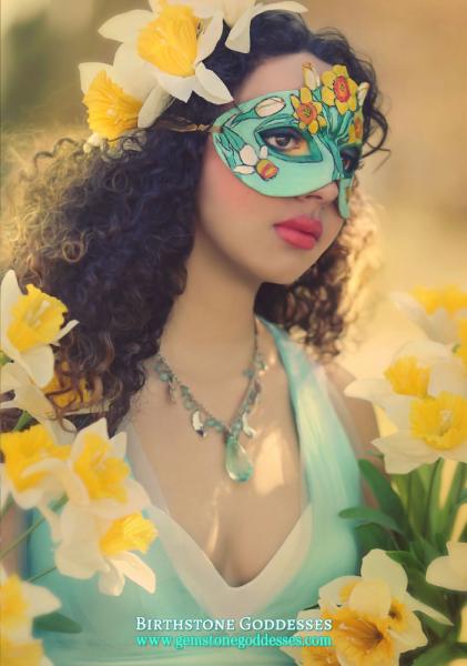 Lady of March Daffodil Birth Flower LIMITED EDITION Masquerade Mask picture