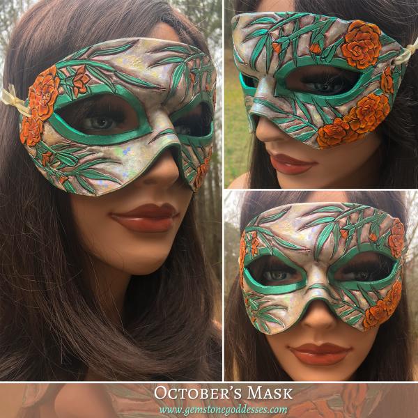 Lady of October LIMITED EDITION Marigolds Birth Flower Masquerade Mask picture
