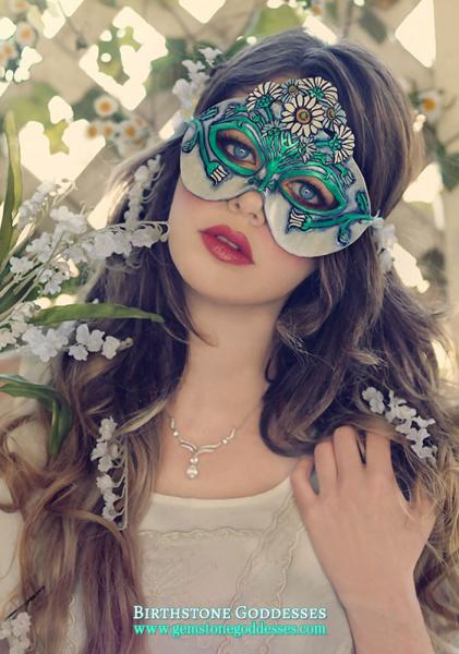 Lady of April LIMITED EDITION Daisy Birth Flower Masquerade Mask picture