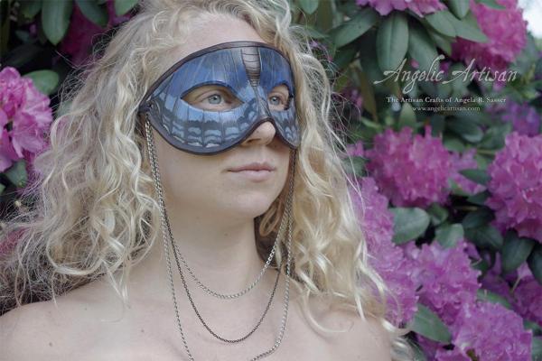 Blue Butterfly Necklace Masquerade Mask picture