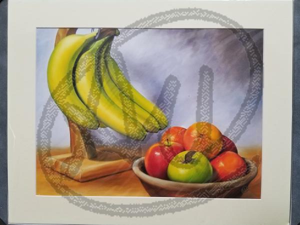 Hand of bananas reproduction on paper