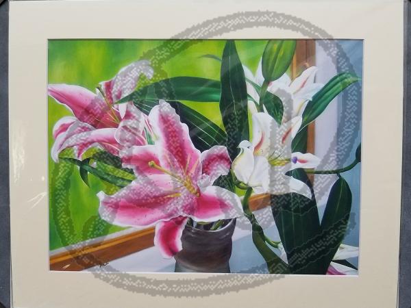 Star gazer lily reproduction on paper picture