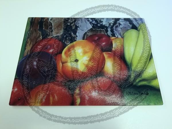 Fruits on wood big cutting board