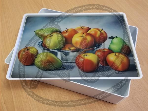 Warm apples big plastic box