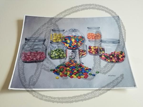 Silver gumball placemat