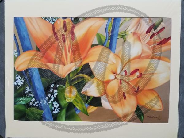 Orange lily reproduction on paper picture