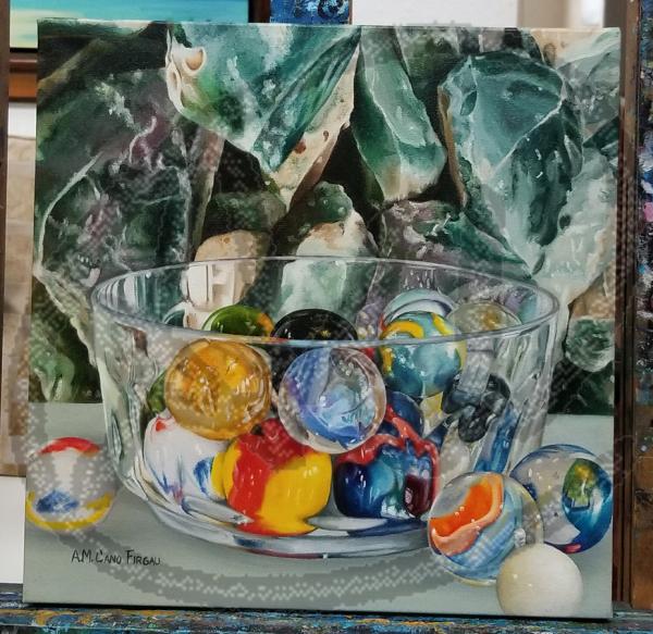 Marbles oil on canvas picture